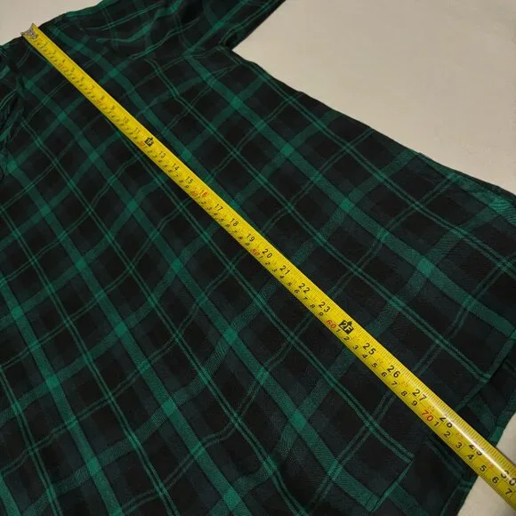 Cato EST 1946 Green Black Plaid Rayon‎ Blouse 18/20W Crisscross Neck Top LS - Picture 9 of 11